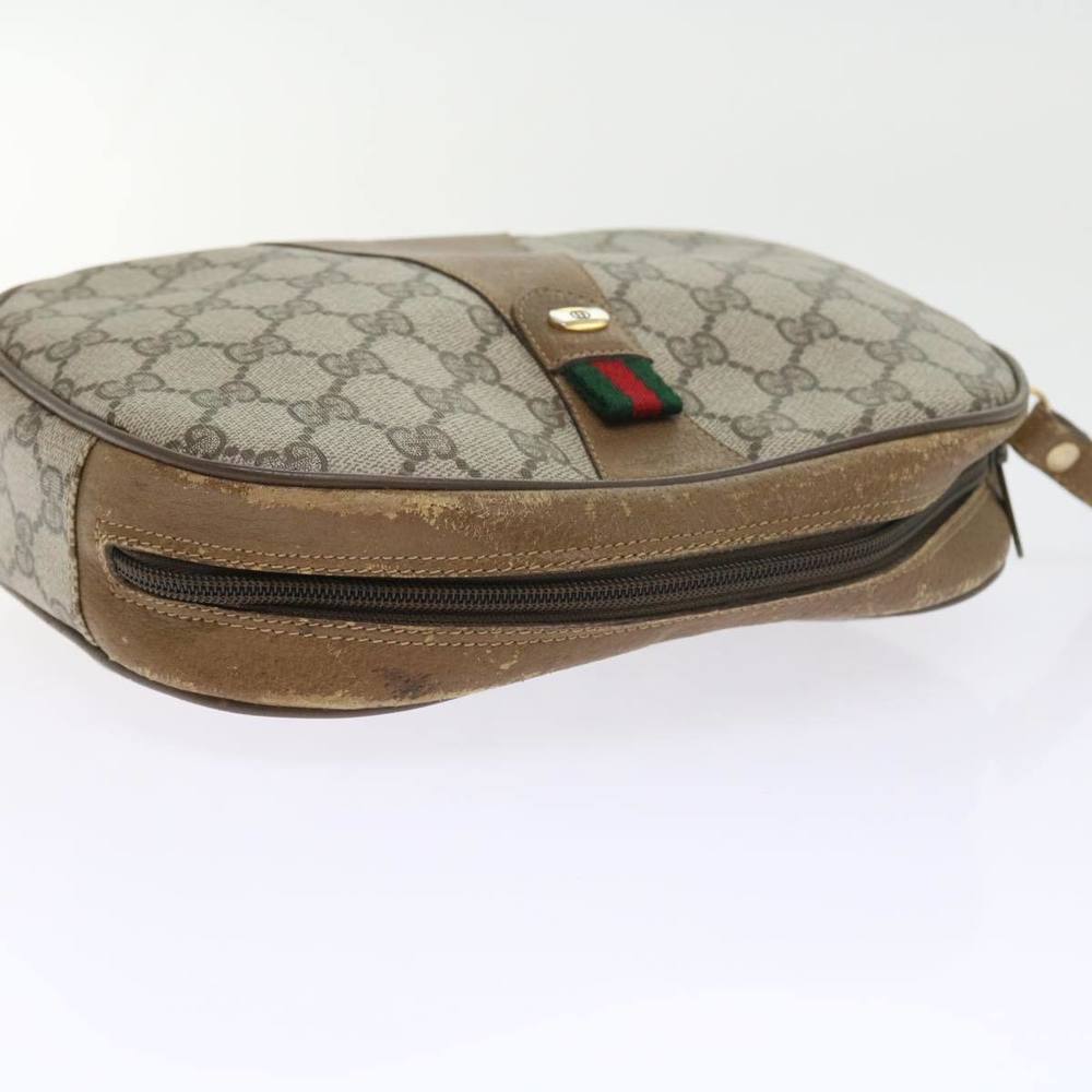 GUCCI GG Supreme Web Sherry Line Clutch Bag Beige Red 89 01 034 Auth bs9231 - Picture 6 of 16